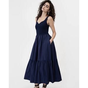 Tanya Taylor Josephina Midi Dress In Maritime Blue Size M